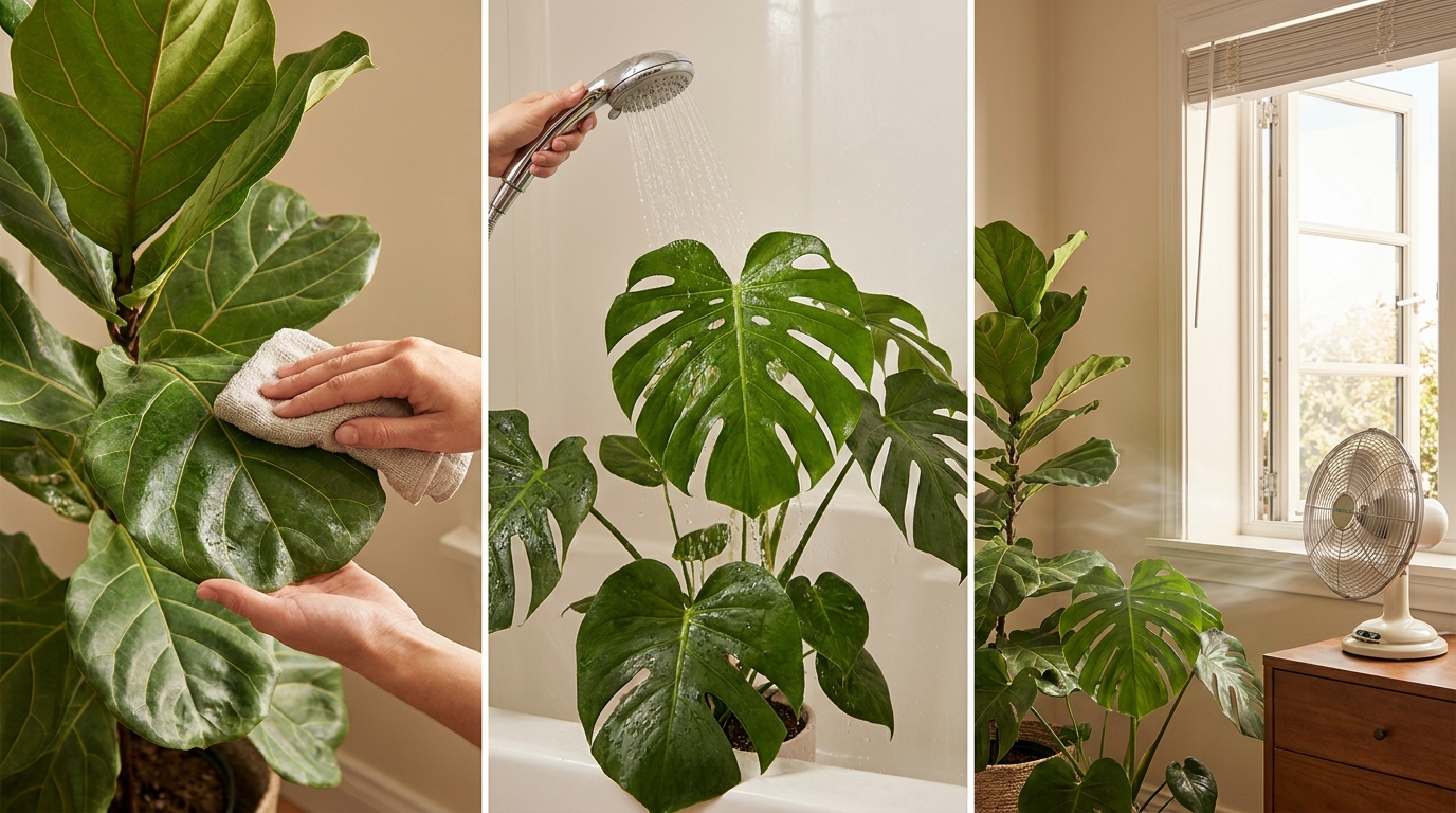 Quy trình vệ sinh lá đúng cách cho cây indoor