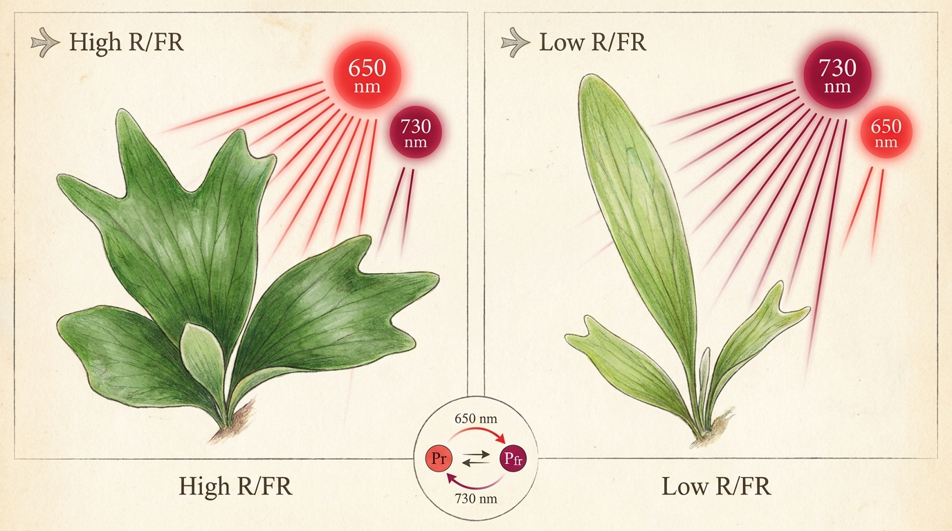 Cơ chế R/FR ảnh hưởng hình thái lá Platycerium bifurcatum
