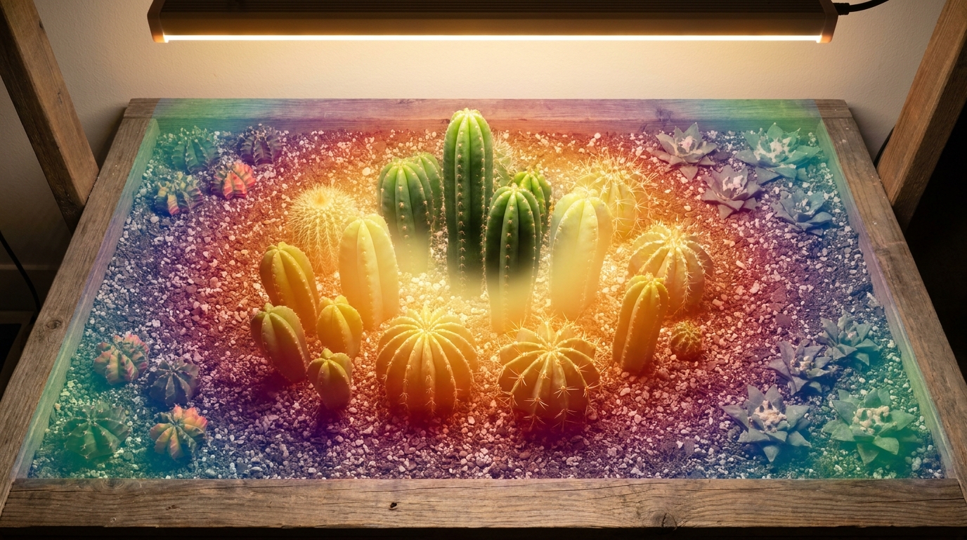 Bố trí cactus ưa sáng và cactus nhạy trong cùng vùng Module