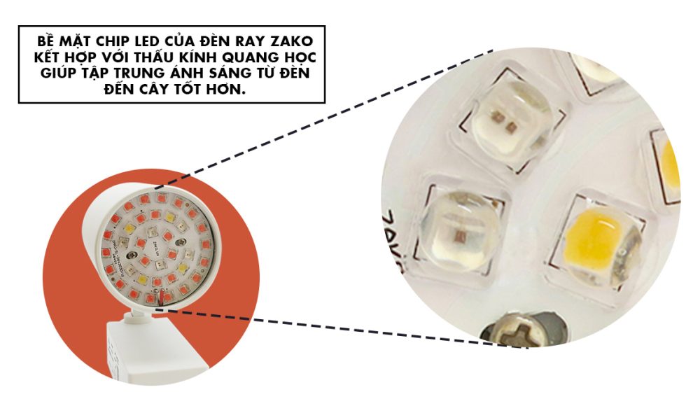 Đèn led ray trồng cây zako