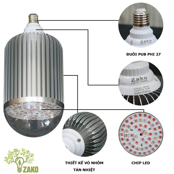 thông số tổng quan đèn led bulb 50w